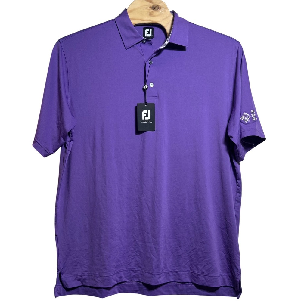 NEW FootJoy ProDry Solid Lisle Purple Polo Shirt Mens XXL First Midwest Bank